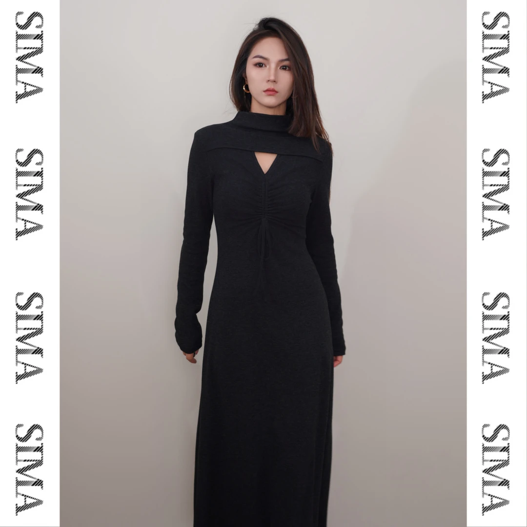 SIMA思玛（女神）秋冬季加厚连衣裙女气质女人修身显瘦248LH019