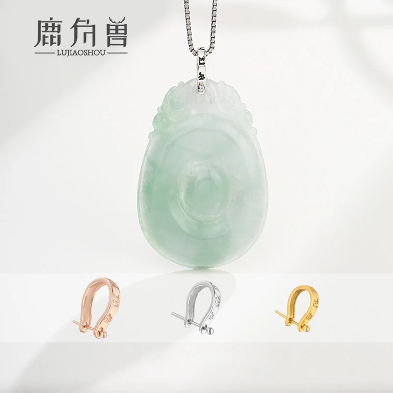 925银银制品 六字真言吊坠扣头镀18K金扣子翡翠佛公银扣头diy配件
