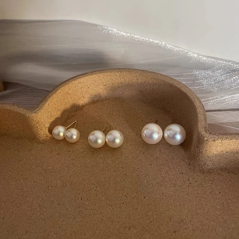 合金仿珍珠耳饰 十里间【强光贝珠】法式浪漫耳环耳钉