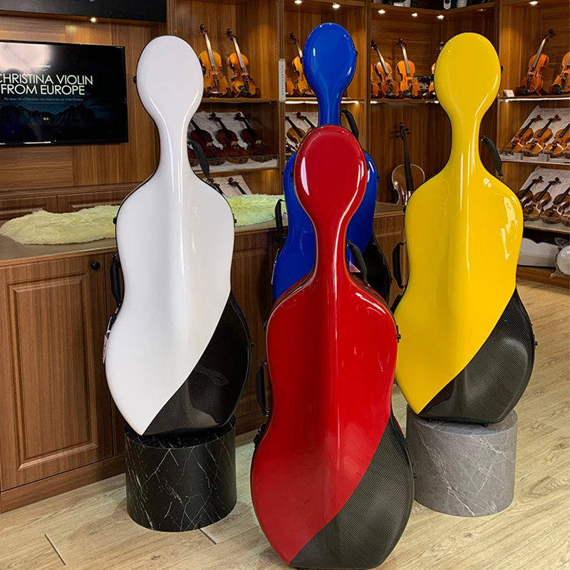 christina碳纤维高级款随型大提琴盒 新材料卡布里白拼色大提琴盒