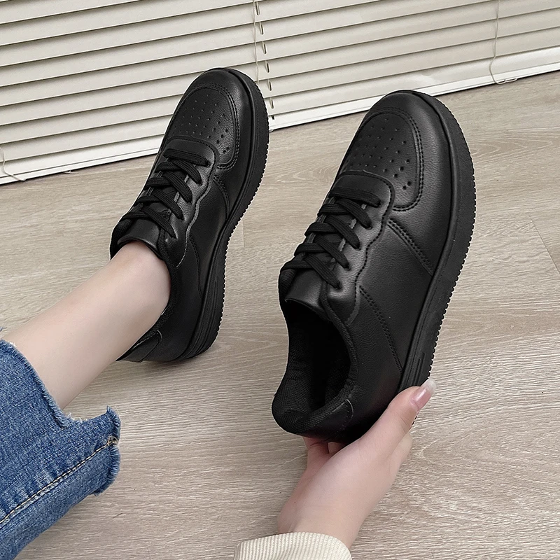 肯德基不累脚工作鞋职业皮鞋女上班黑色鞋子防滑软底舒适厨房女鞋