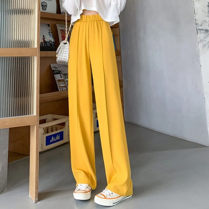 2024夏季高腰垂感防晒防蚊裤小个子冰丝裤直筒西装裤阔腿裤女加长