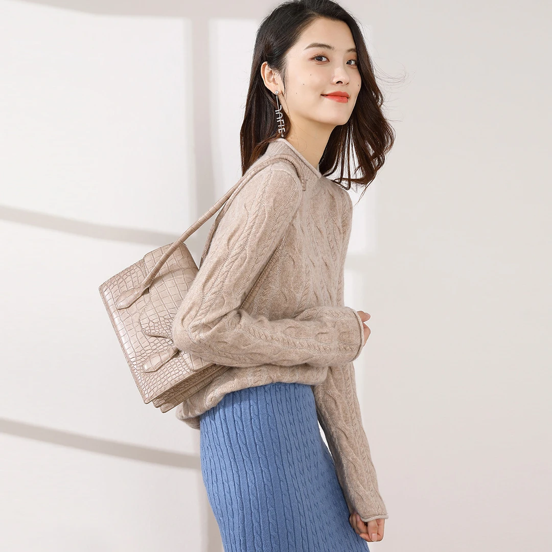 【100%山羊绒】女圆领套衫w141736