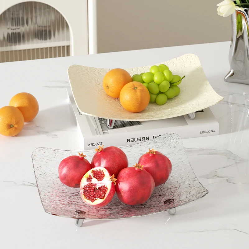 水波纹果盘家用创意大容量水果盘简约轻奢风果蔬零食加厚塑料托盘