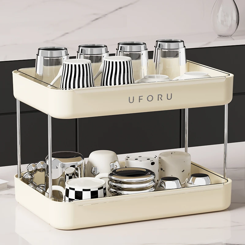 沥水杯架置物架家用双层玻璃杯马克杯收纳架大容量多功能整理架