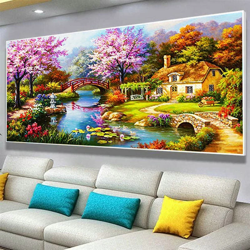 梦幻家园十字绣新款客厅满绣风景画十字绣美丽家园温馨小屋大幅