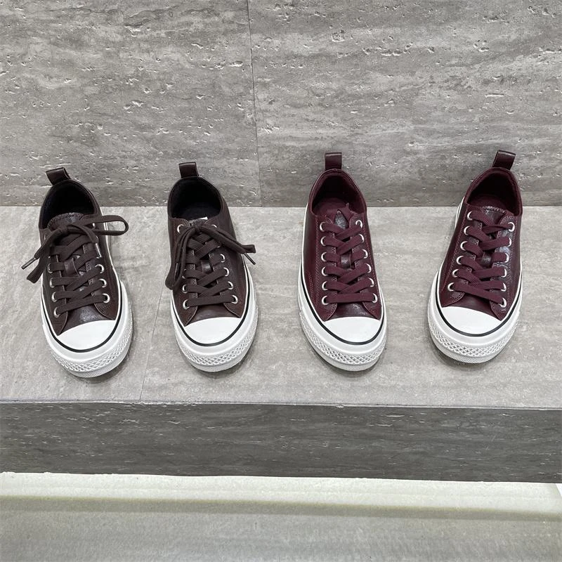 欧洲站真皮女鞋2024秋冬款休闲板鞋做旧加绒圆头平底单鞋欧货球鞋