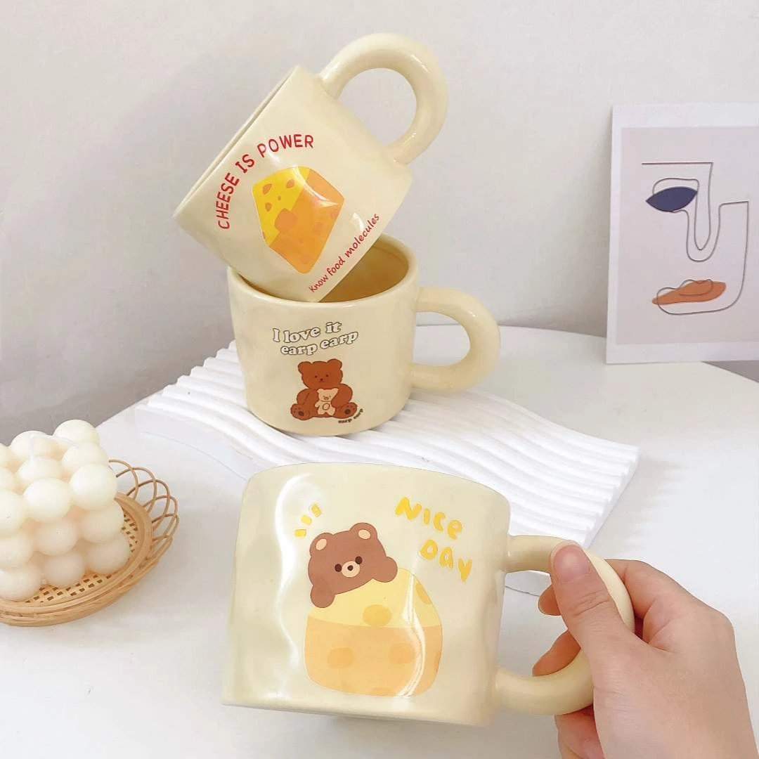 【Ruafufu粉丝福利】小熊奶酪杯马克杯陶瓷水杯女生家用高颜值