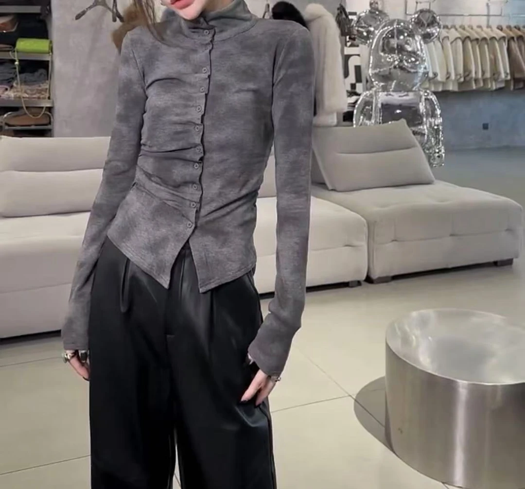 秋冬季新款时尚打底衫女士韩版长袖修身气质百搭小衫Z1037