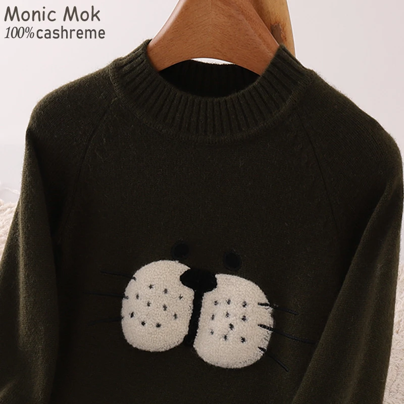 华家那儿童100%纯羊绒衫新款男童套头毛衣双股加厚中领宝宝针织衫