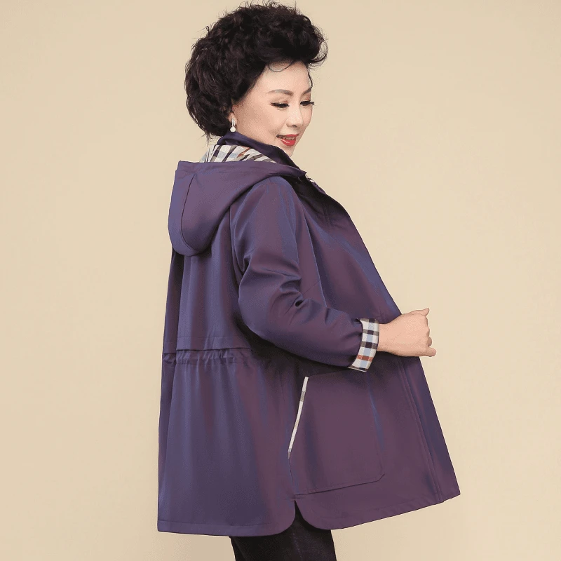 罗蒙高贵妈妈春装新款外套中年女春秋洋气大码中老年人中长款风衣