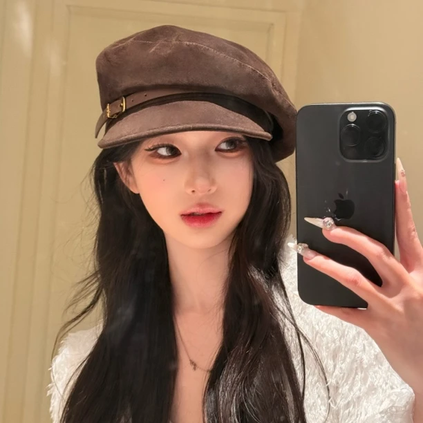 【17SR】气质款ins绒面保暖宽檐贝雷帽报童帽画家百搭秋冬显脸小