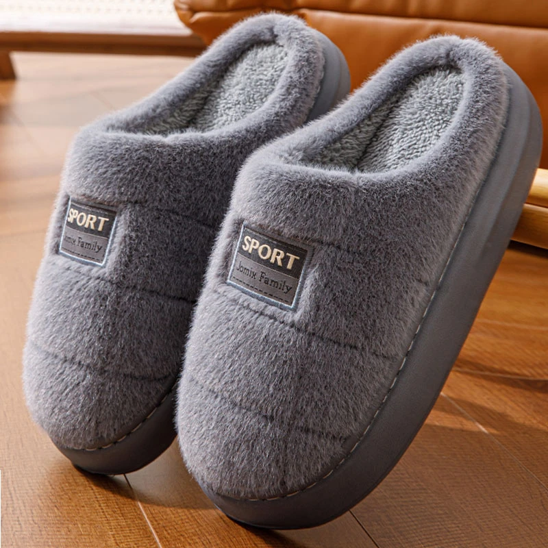 男士棉拖鞋加大码居家用加绒加厚毛绒拖鞋冬天保暖冬季棉拖可外穿