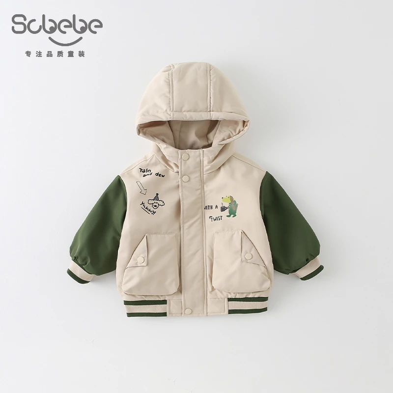 SCBEBE儿童时尚洋气2024新款冬季韩版三角翻兜棉服AW705