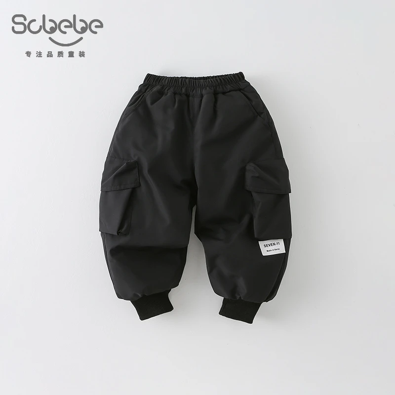 SCBEBE儿童棉裤2024年秋冬新款时髦洋气百搭加绒加厚棉裤AK957