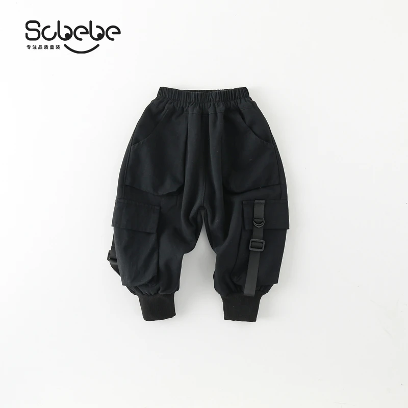 SCBEBE儿童加绒工装裤秋冬加绒加厚男童休闲裤长裤酷帅AK336