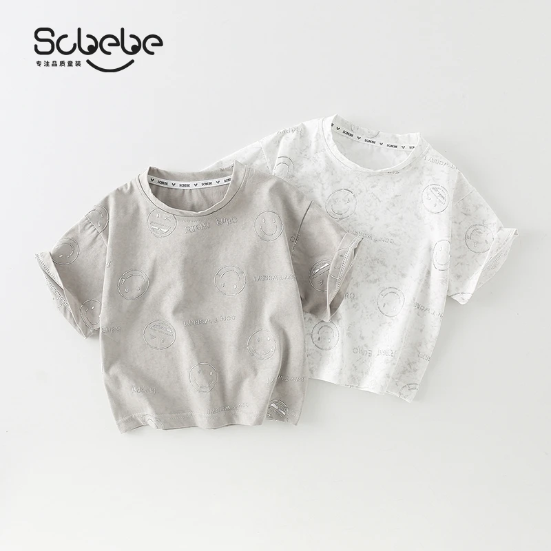 SCBEBE儿童夏季t恤男童薄款短袖上衣透气韩版休闲帅气AX769