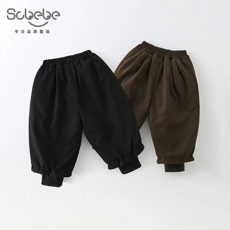 SCBEBE儿童时尚洋气2024新款冬季韩版收褶束脚棉裤AK1036
