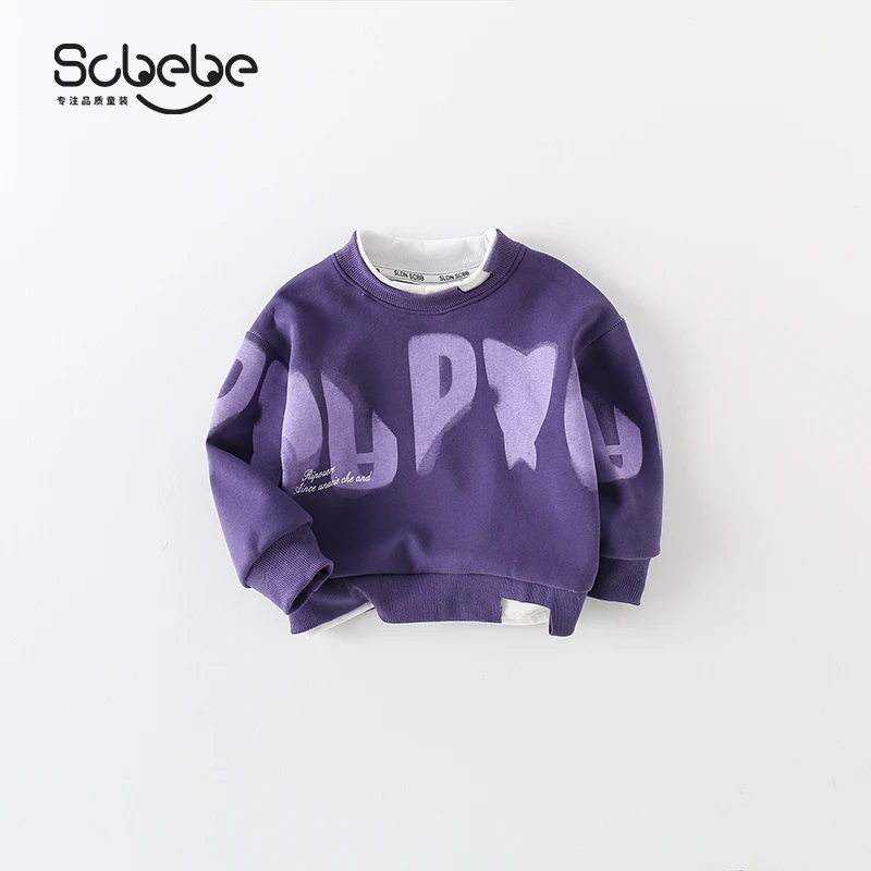 SCBEBE儿童卫衣2024年新款春秋套头圆领休闲卫衣时髦洋气AS153