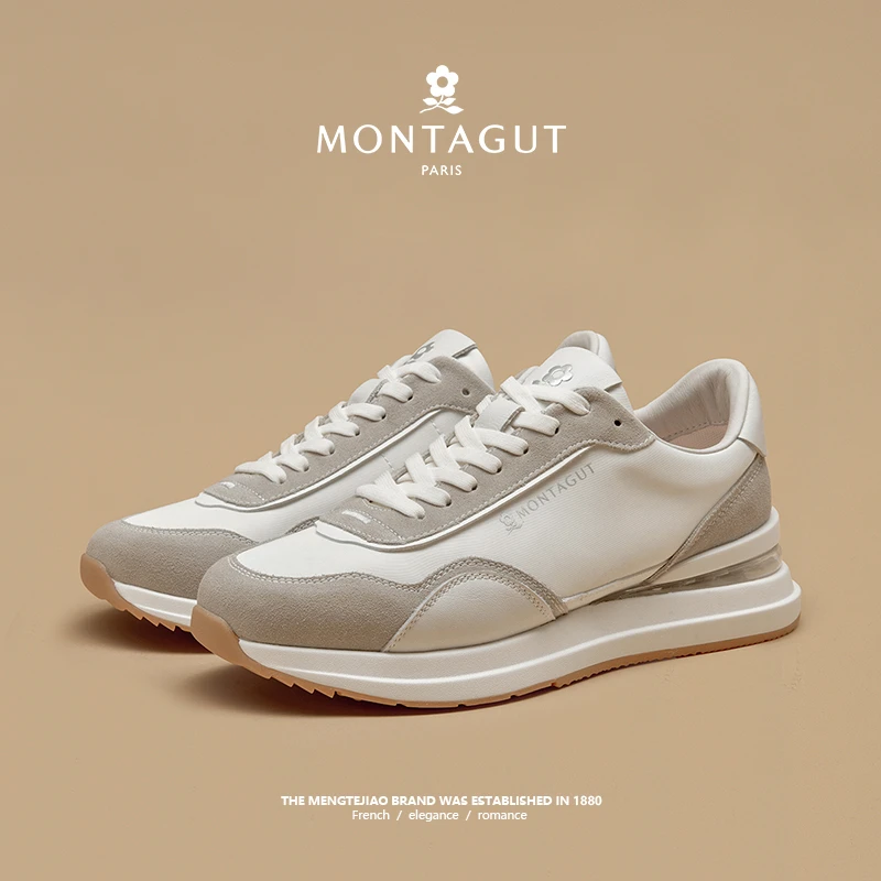 Montagut/梦特娇头层牛皮鞋子男款时尚休闲百搭复古透气潮流男鞋