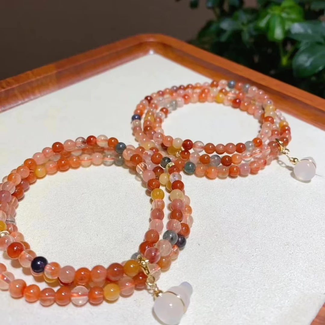 天然福禄寿彩兔水晶多圈手链   巴西彩兔毛发晶手串 多样性发其一