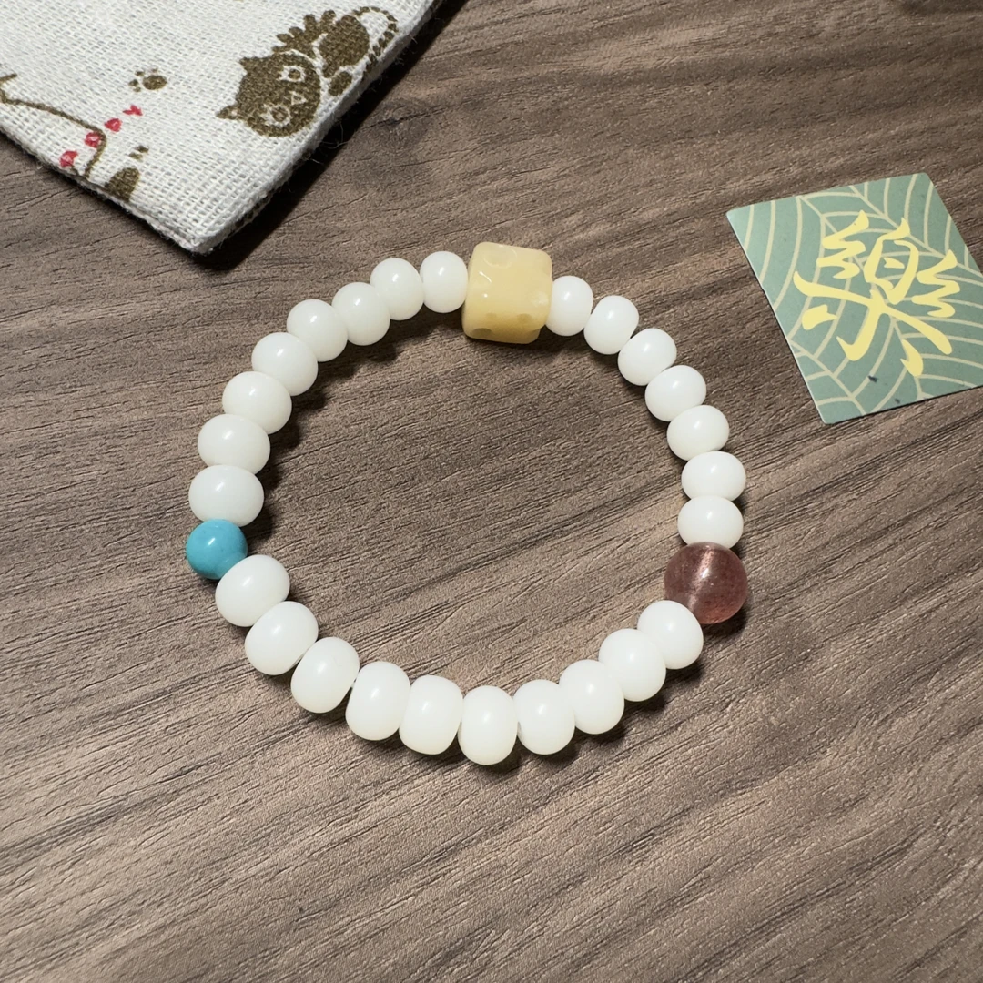 奶酪    天然白玉菩提奶香木手串女生单圈文玩小众佩戴