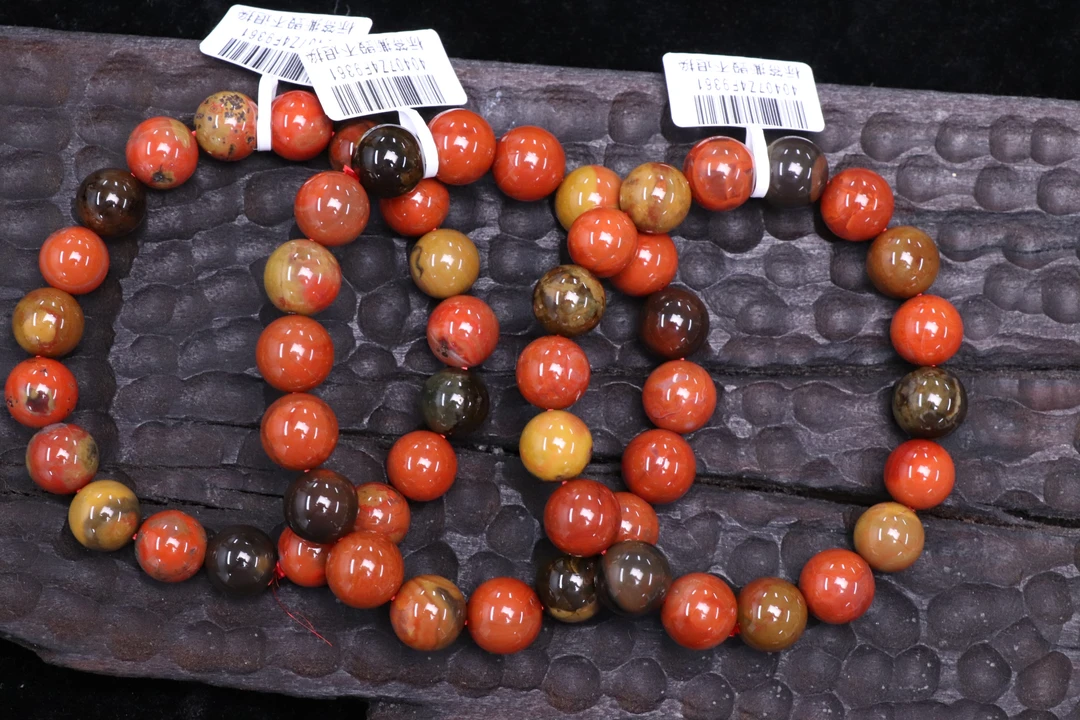 原矿无优化天然南红大山包黄绿皮包浆10-11mm单圈多样性发一件