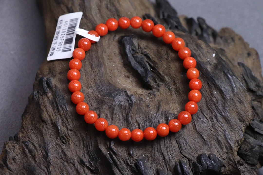 原矿无优化天然保山南红冷水河5-6mm单圈手工珠介意慎拍红色女士