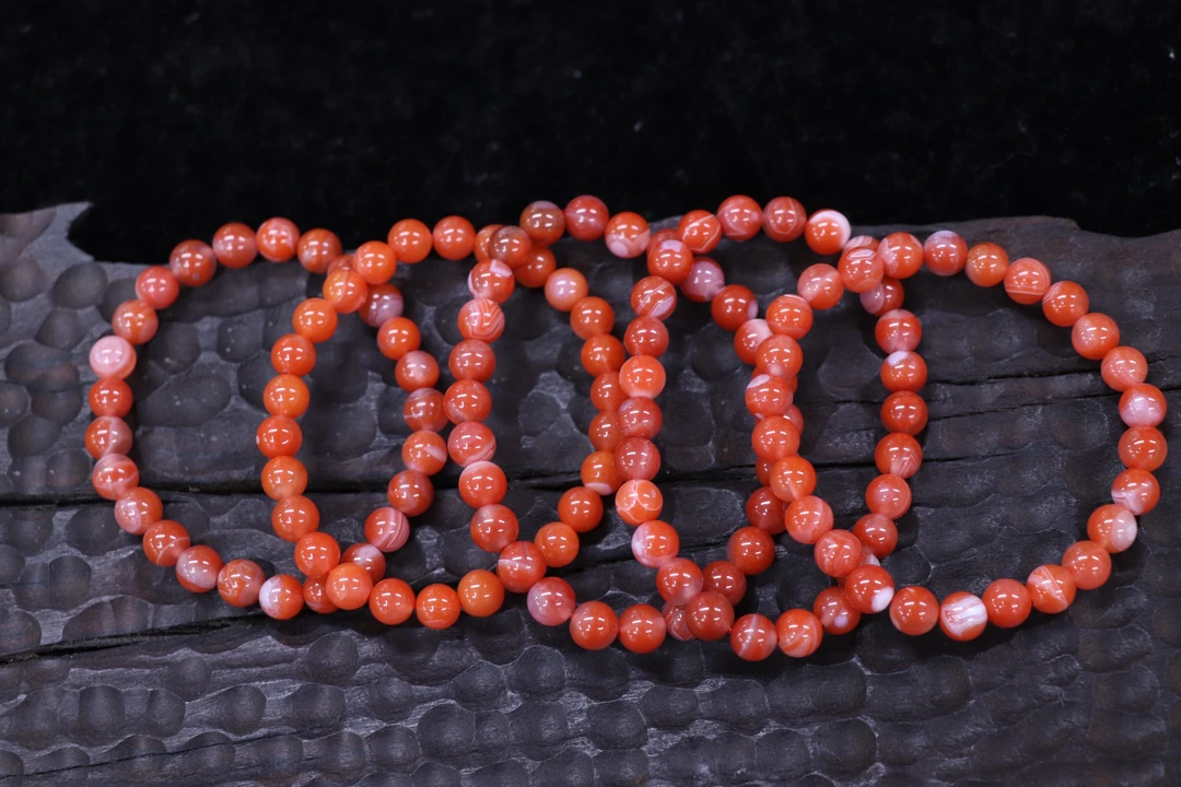 原矿无优化南红廊坡高山流水6-7mm单圈多样发一串颜色随机不指定