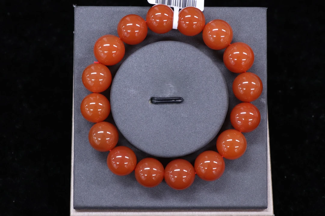 原矿无优化天然保山南红西山杨柳单圈12-13mm手串精美红色国风