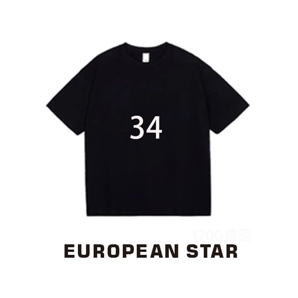 【34号链接】罗1领口小标 300克重磅短袖