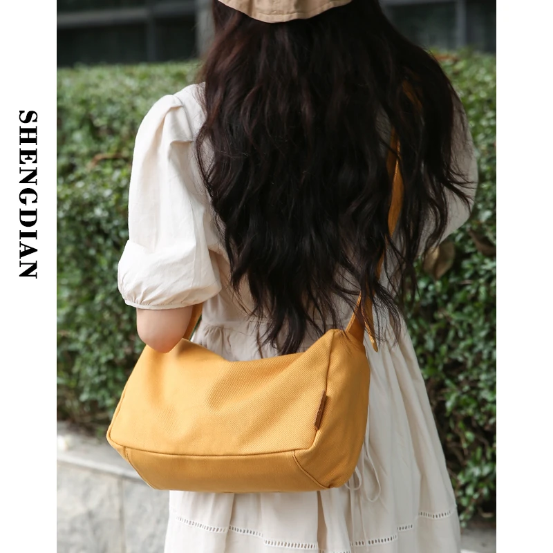 圣迪安斜挎包女日系文艺帆布包包休闲简约学生大容量百搭单肩包女