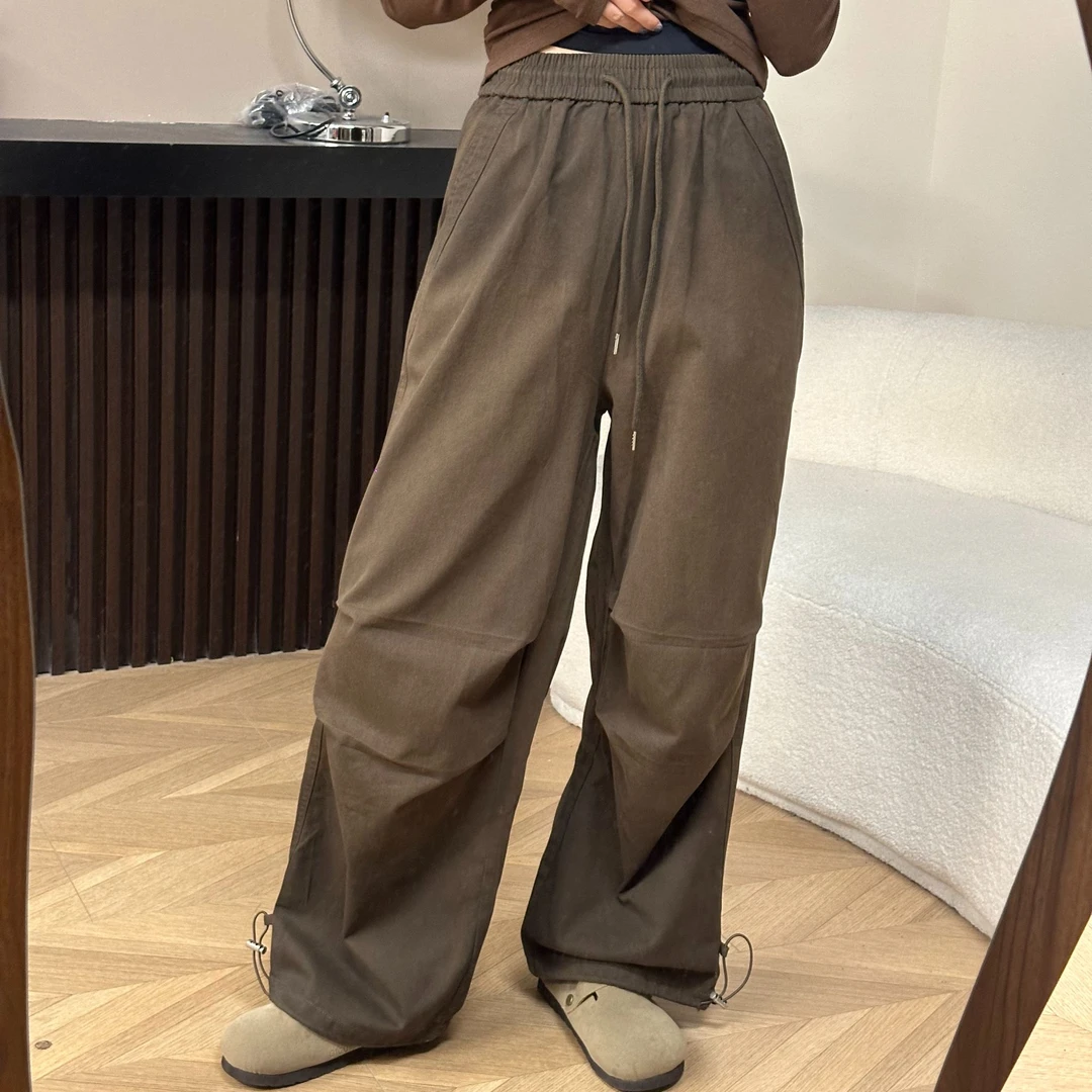 ［洗水工装裤］松紧腰宽松街头可调节裤脚渐变长裤1401