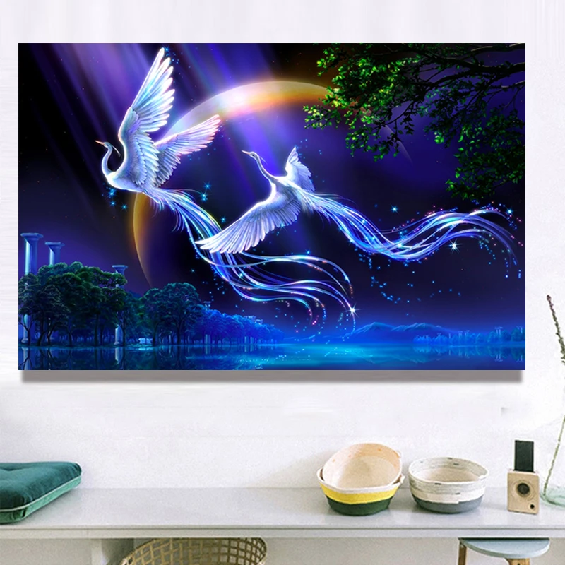 十字绣：比翼鸟大格四股绣100*75厘米30色满绣简约线绣爱情客厅