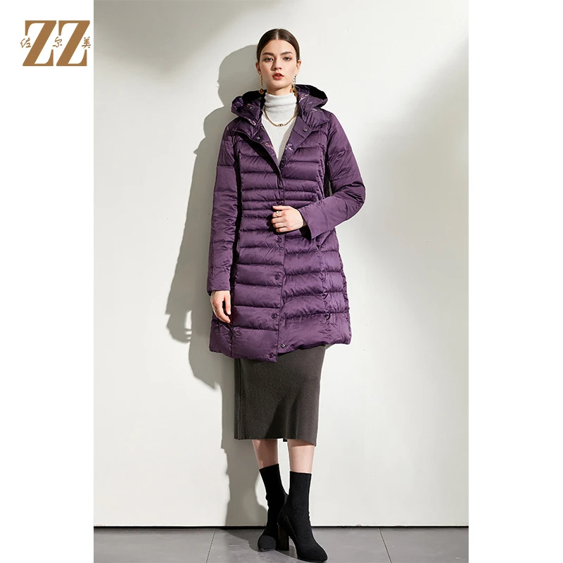 佐尔美冬季新品90%灰鸭绒经典双面穿修身保暖羽绒服外套女E04YY17