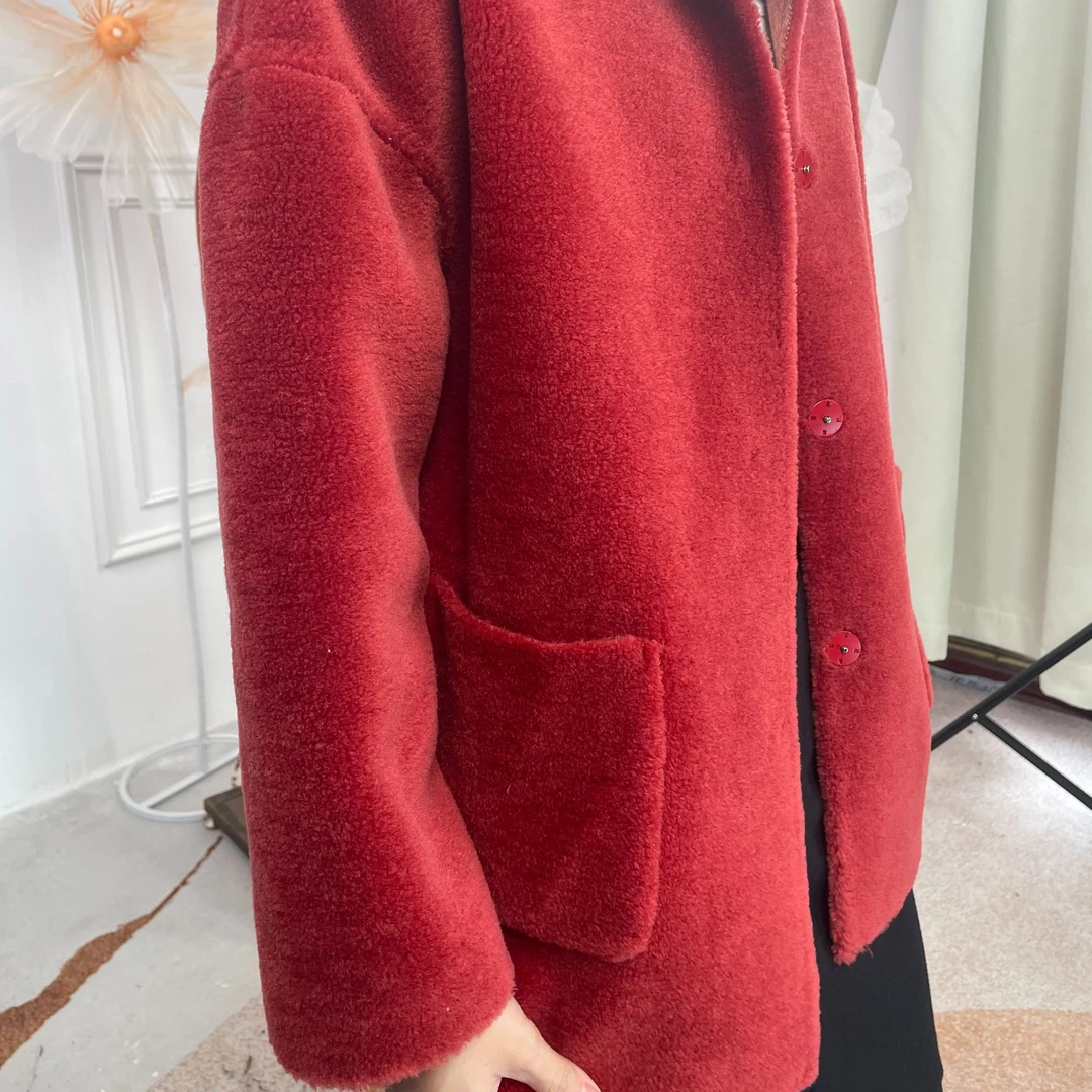 佐尔美冬季新品两面穿女士外套加厚洋气呢外套E84YJ36