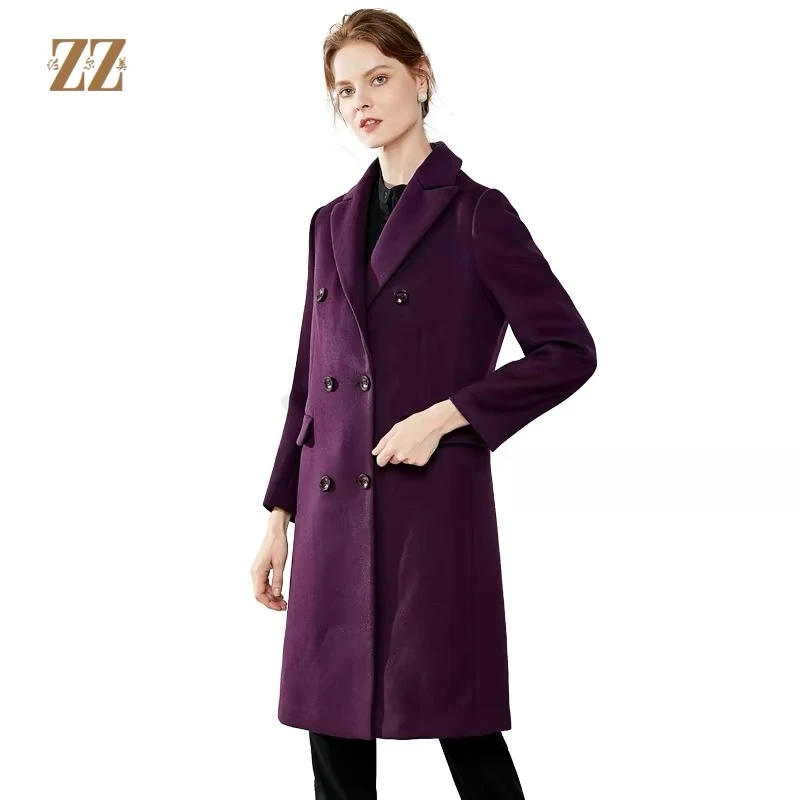 ZZ/佐尔美佐尔美秋冬新款纯色简约经典双排扣中长款外套E84ZZ42