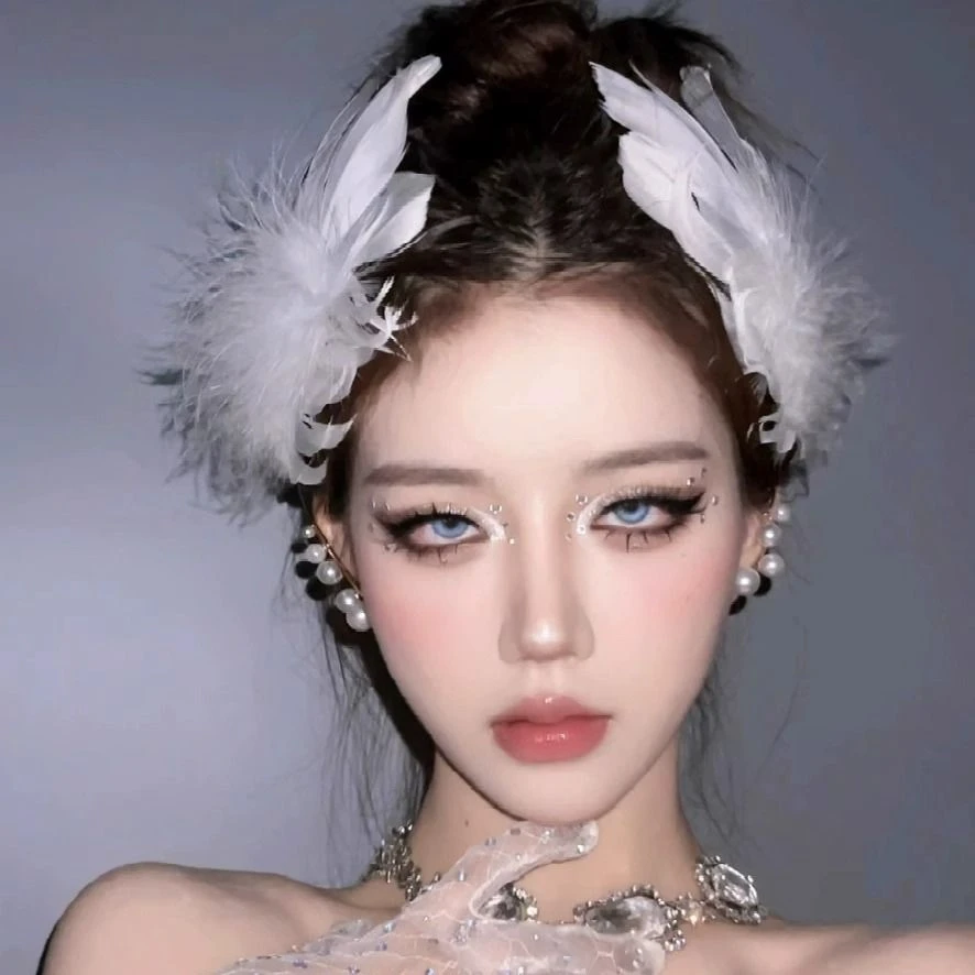 白天鹅羽毛头饰芭蕾公主发夹新娘结婚夹子发饰婚礼配饰伴娘侧边夹