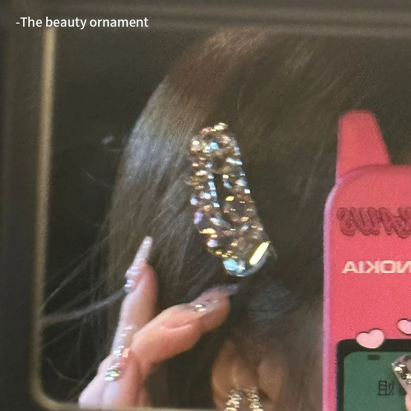 精致爆闪水发夹侧边夹轻奢八字刘海夹前额碎发鸭嘴夹头饰发卡女