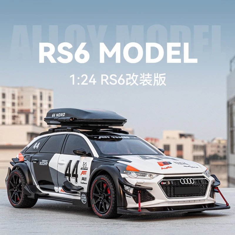 1：24奥迪RS6仿真合金奥声光回力迪儿童玩具汽车模型跑车男孩摆件