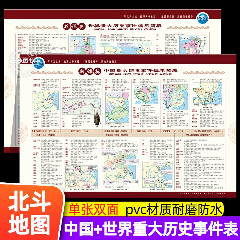 北斗中国世界重大历史事件编年简表 简图版1张2面约43*28.5cm桌面