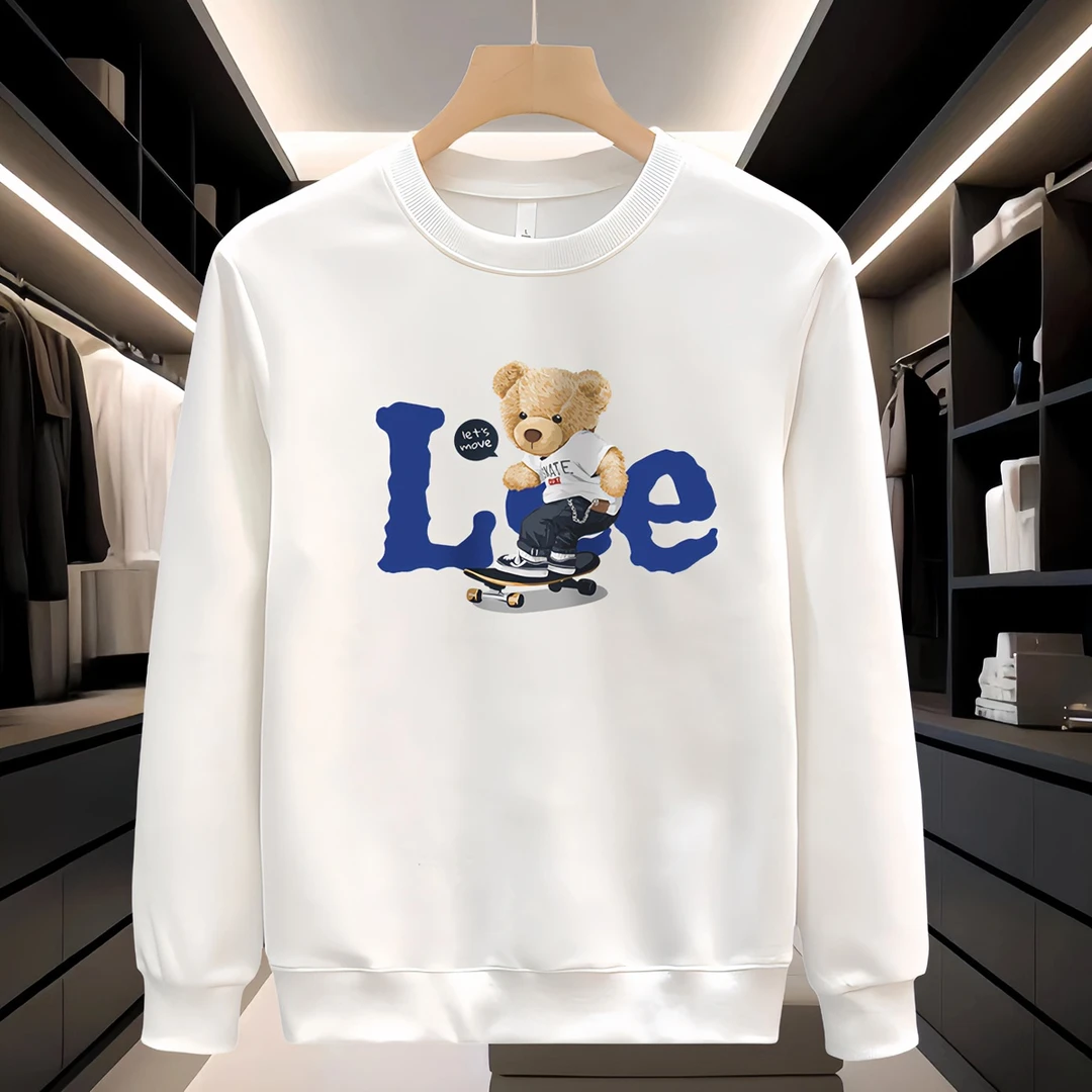 卫衣男士秋冬加绒新款美式复古oversize圆领短袖上衣情侣外套男