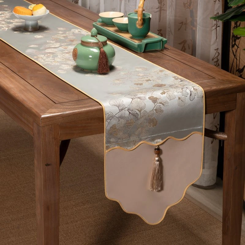 轻奢桌旗中式禅意床旗餐桌布艺客厅茶几巾盖布防尘长条桌布定制