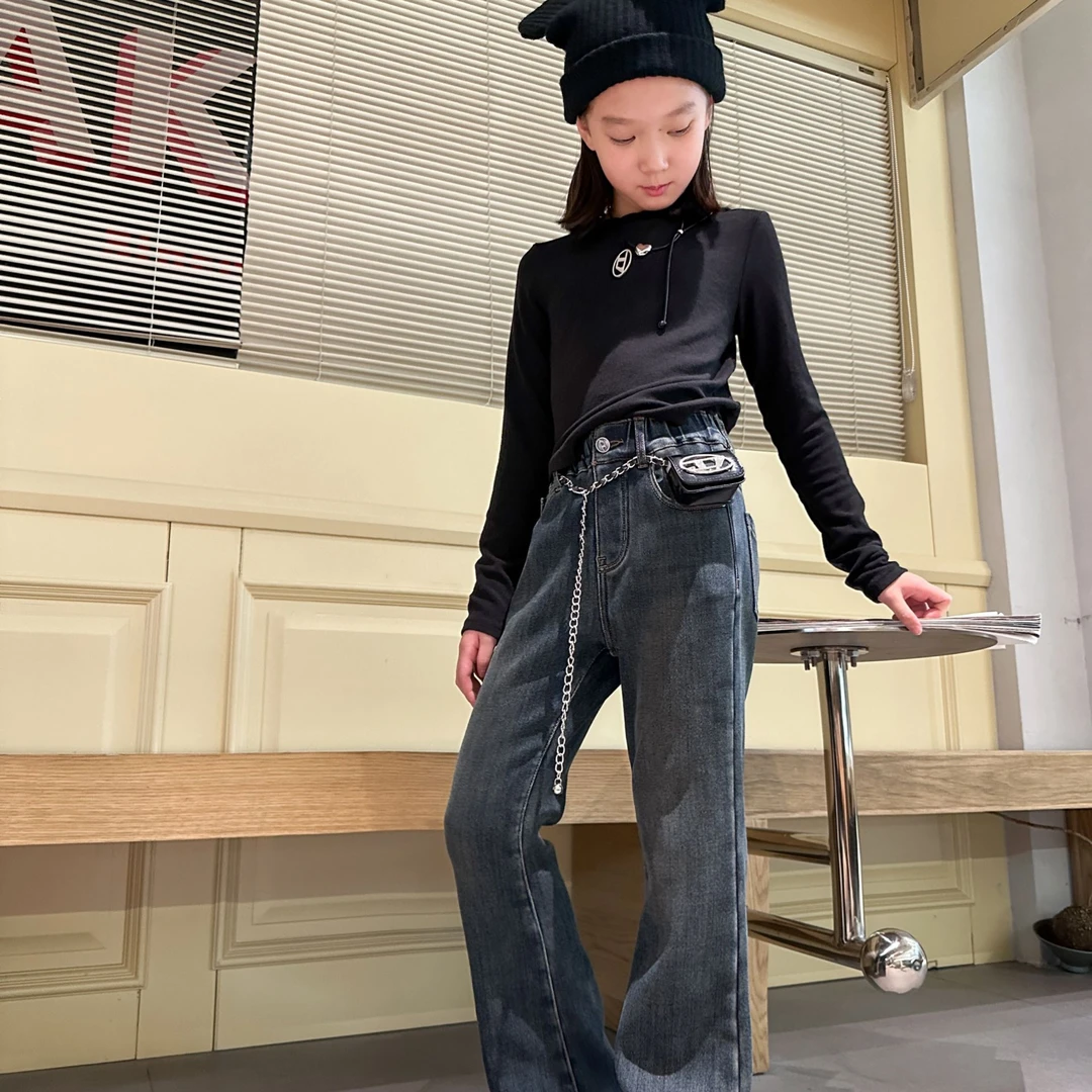 JOOJOO童装牛仔长裤百搭潮酷个性中大童裤子大童休闲牛仔裤