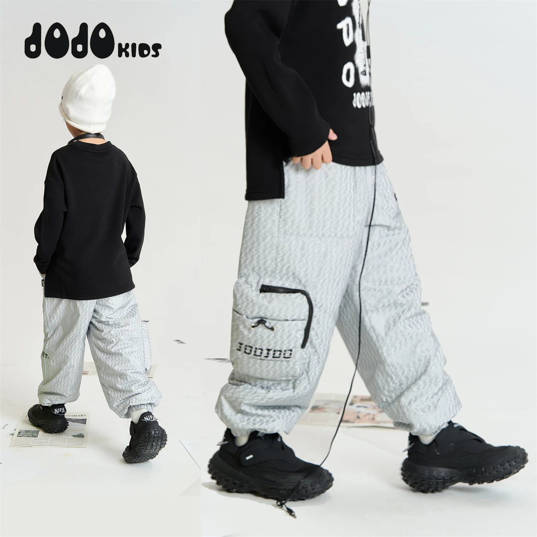 jojo童装男童冬季新款工装儿童个性潮牌休闲保暖加厚长裤11412141