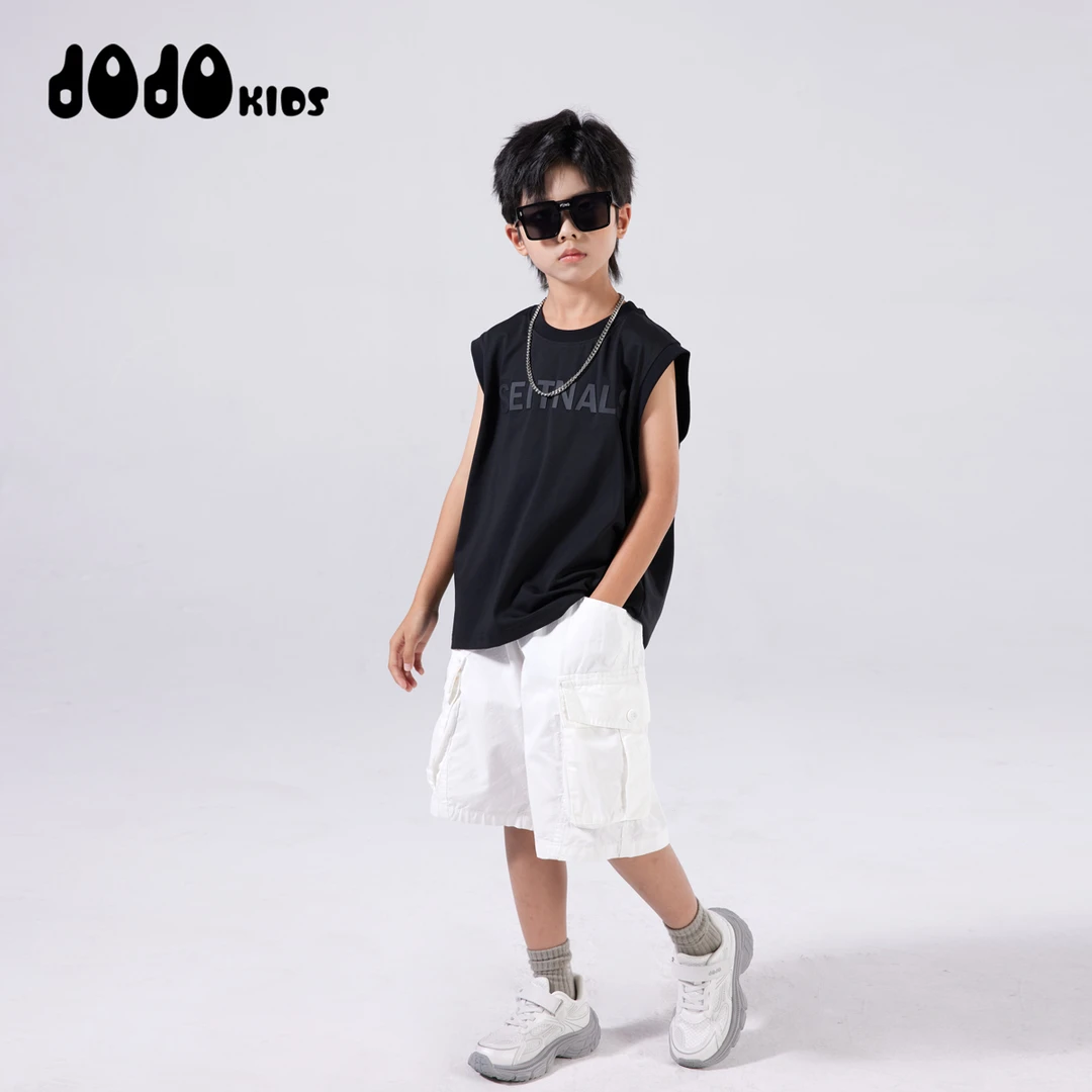 JOOJOO童装工装五分裤男士运动白色时尚户外休闲夏季梭织81241004