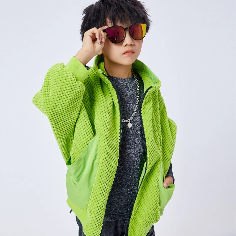 JOJO童装中性秋外套时尚绿色运动潮酷街头风两面穿外套11323254