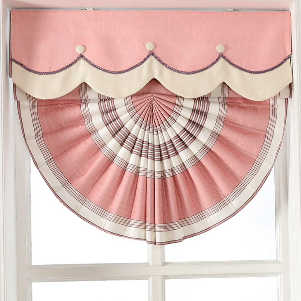 北欧风格条纹雪尼尔遮光罗马帘卧室窗帘儿童房扇形封闭式发货