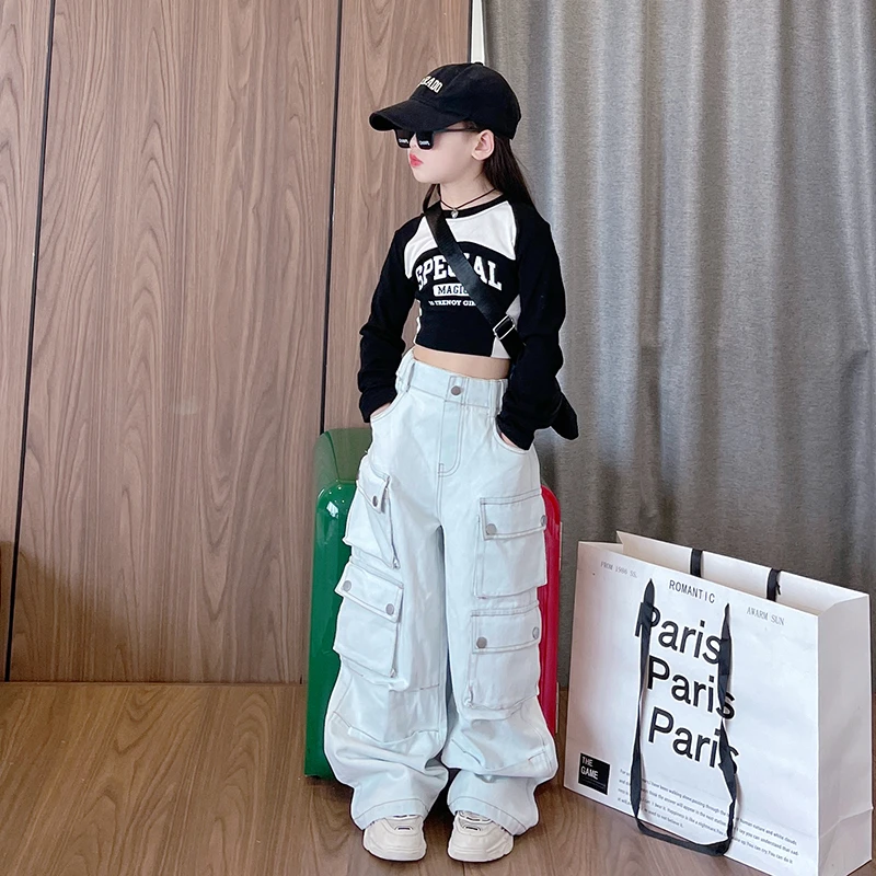 女童春款裤子2025新款春秋款休闲宽松街舞长裤百搭工装裤韩版潮流