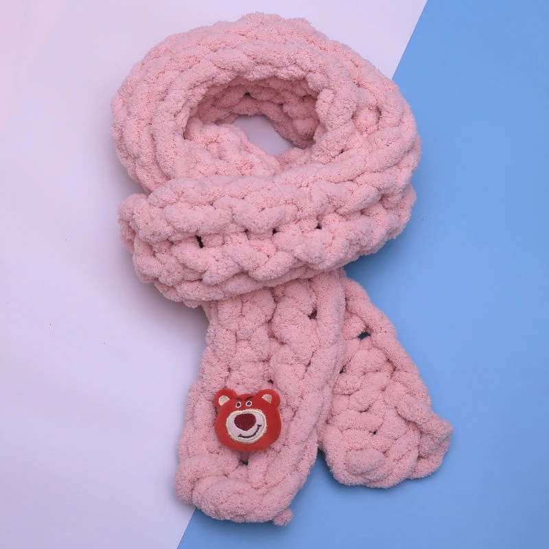 成品可爱手指织围巾手工diy材料保暖毛线编织粗冰条猫尾巴送情侣